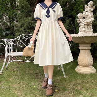 女大童连衣裙夏季胖女孩13岁女生14初中生日系软妹海军领甜美裙子