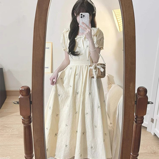 娃娃领泡泡袖碎花连衣裙夏季女大童初中学生小个子气质公主长裙子