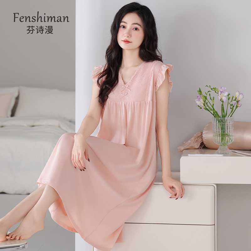 睡裙女士夏季纯棉拉架背心家居服