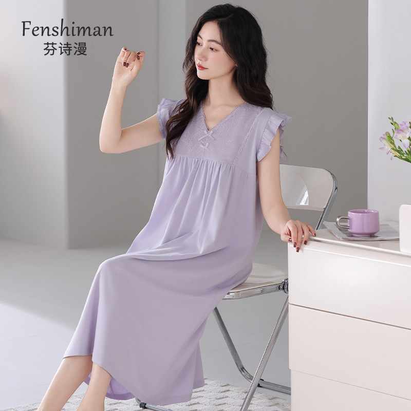 睡裙女士夏季纯棉拉架家居服图片