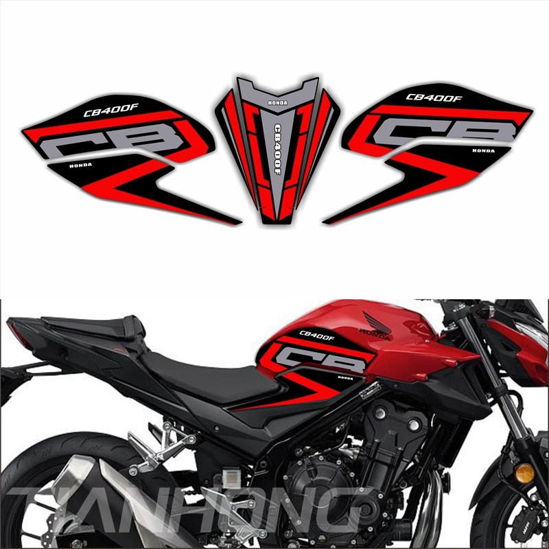 适用本田摩托车CB400F改装油箱贴纸车身贴花鱼骨贴个性彩色拉花