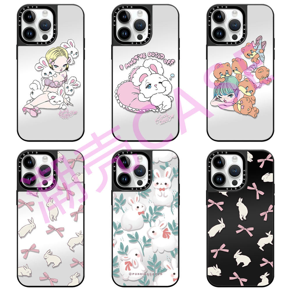 CASEOOTD顽皮兔子丝带适用于苹果17Pro Max磁吸iPhone17/16/15/14 plus13 12pro max手机壳镜面11保护套