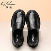英伦风套脚透气皮鞋 沙驰男士 新款 轻质平底真皮男鞋 乐福鞋 2025秋季