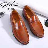 专柜同款 沙驰新款 纯色牛皮鞋 春秋亮面软面打蜡皮鞋 商务男鞋 正装
