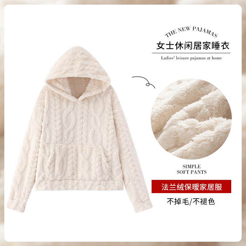 冬季加厚加绒珊瑚绒睡衣套装