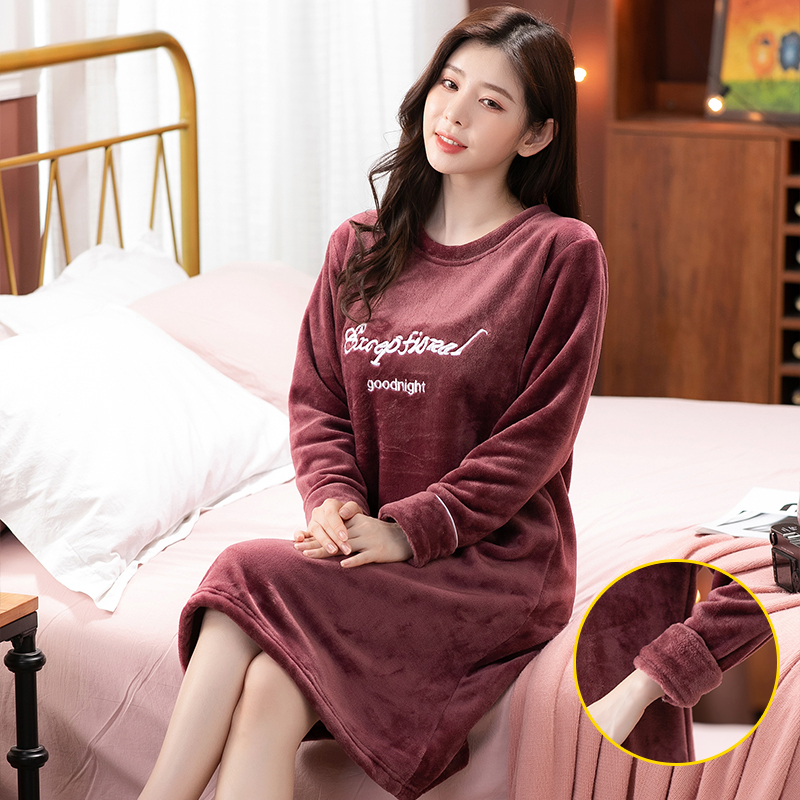 珊瑚绒睡裙加绒加厚冬季女