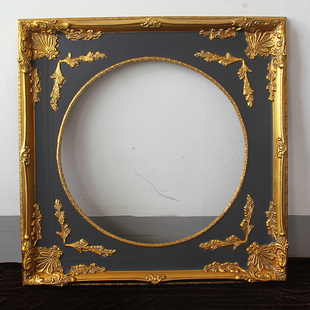 欧式实木相框正圆椭圆形油画装裱灰色圆形画框宽度9.5cm厚度4.2cm