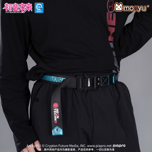 moeyu初音未来霓虹电子乐工装机能风腰带男卡扣潮流年轻帆布皮带