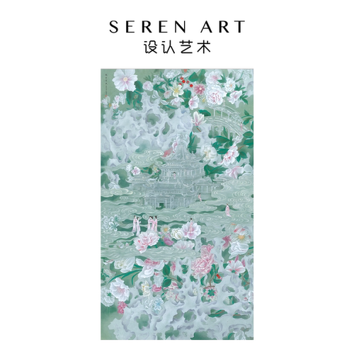 SEREN ART《游宴霄庭》中式艺术高级氛围感装饰挂墙珠光拼图740片