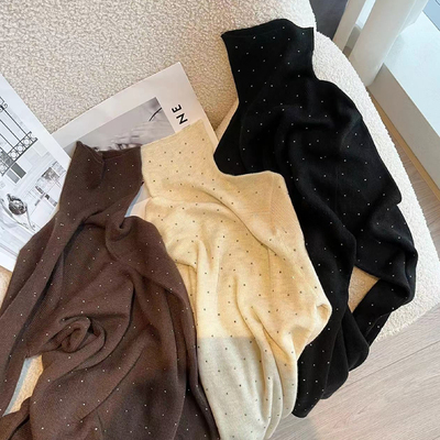 SenseAbility闪亮带钻款高领软糯针织打底衫秋冬基础四色百搭毛衣