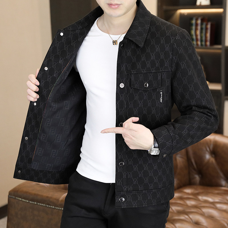 啄木鸟秋冬季新款夹克时尚休闲字母加绒加厚保暖中青年帅气外套男