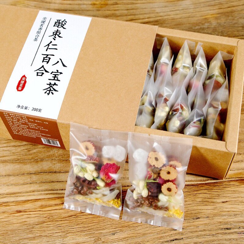 安神助眠改善睡眠养生茶神经衰弱失眠多梦浅睡易醒酸枣仁百合组合