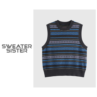 毛衣姐姐 法式休闲无袖针织T恤复古套头针织女219-3377