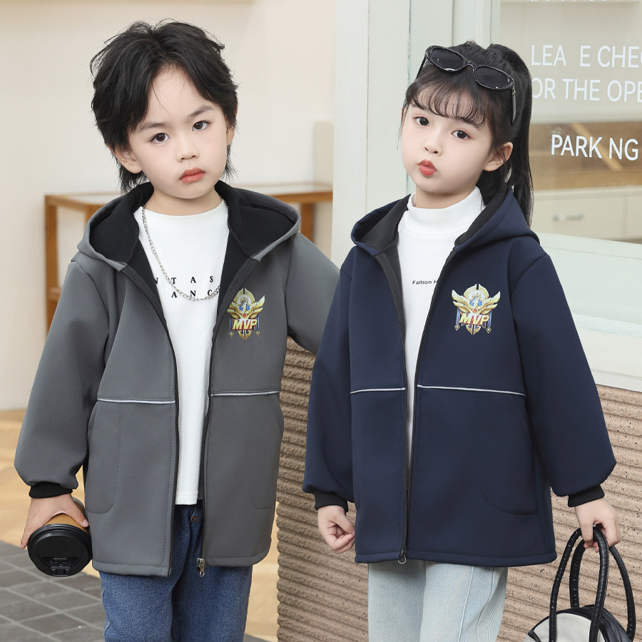 儿童罩衣防水羽绒服外套防脏吃饭幼儿园宝宝围裙加绒加厚秋冬新款