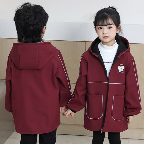 冬季儿童罩衣加绒防水羽绒服外套防脏吃饭幼儿园宝宝围裙加厚新款