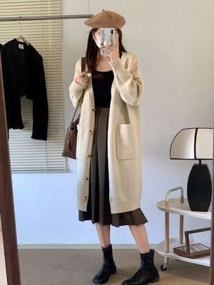 韩刺绣撞长款毛衣针织开衫女秋冬