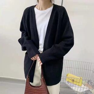 秋冬加厚韩版复古百搭宽松慵懒大码短款气质毛衣针织外套女NEW