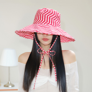 y2k甜酷莓果粉減齡漁夫帽女春夏薄款 莫凡 學(xué)生百搭戶外遮陽(yáng)防曬帽