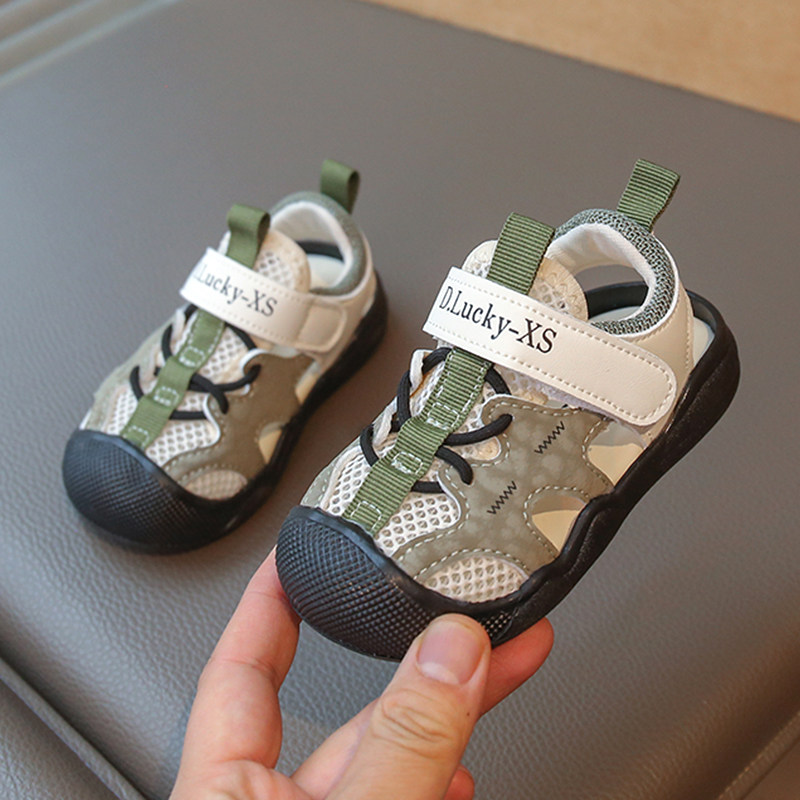 夏季宝宝凉鞋男童鞋子1-3岁6软底女童包头小童机能儿童沙滩学步鞋