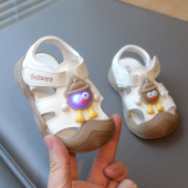 夏季 儿童鞋 男童沙滩鞋 子亮灯 3岁2女包头软底婴儿学步鞋 宝宝凉鞋