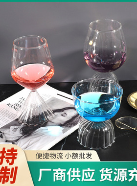 现代花束腰身冰激凌碗水杯香槟红酒杯 试管酒杯彩色竖纹玻璃花瓶
