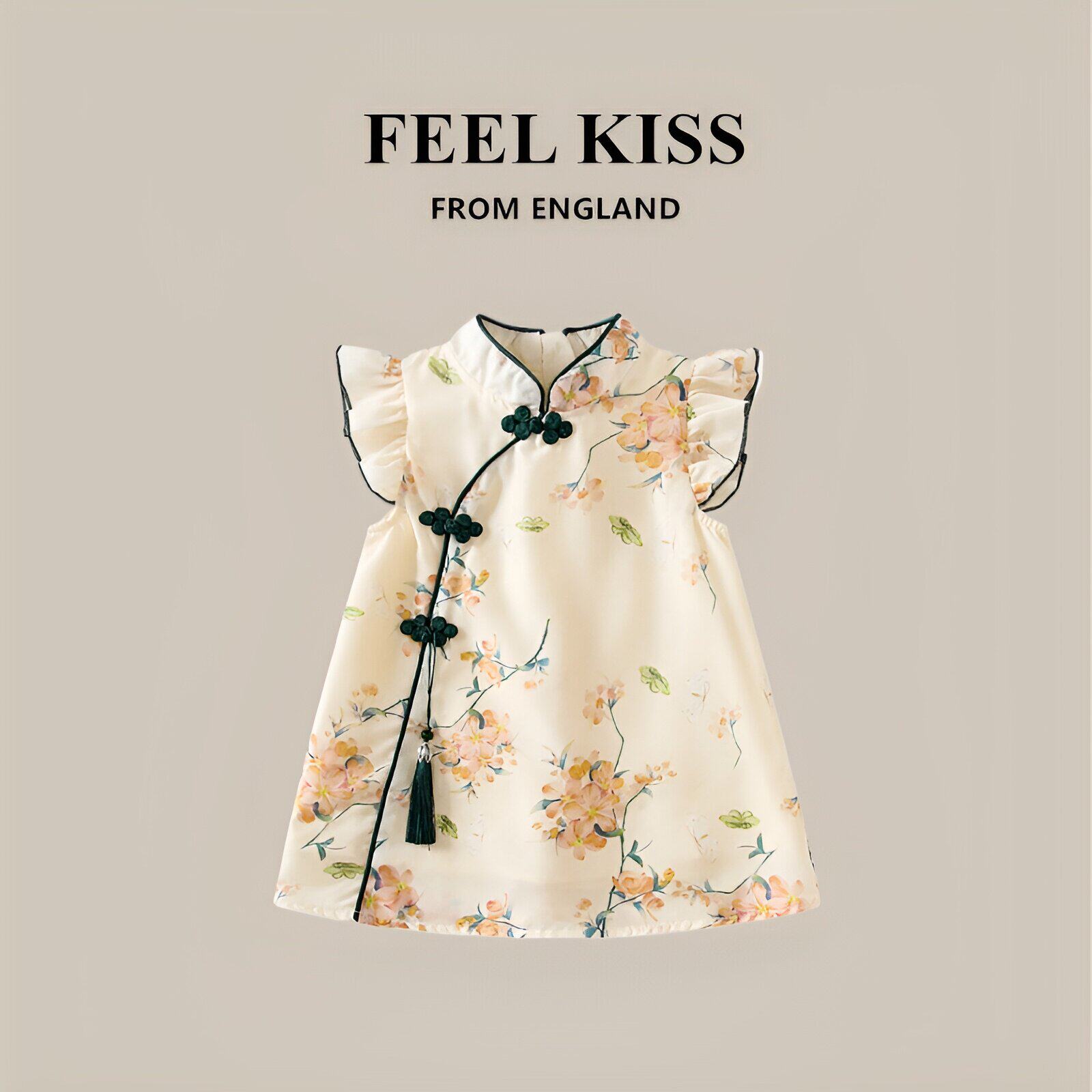 英国FeelKIss女童旗袍洋装夏装儿童公主裙中国风汉服一周岁礼服