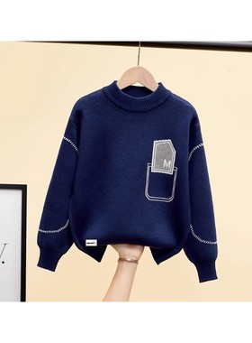 Next inss男童毛衣2025冬季新款洋气纯棉装儿童针织衫中大童加厚