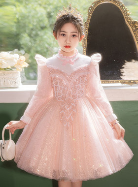 英国next ttat女童礼服连衣裙秋冬女孩生日公主裙儿童钢琴演出服