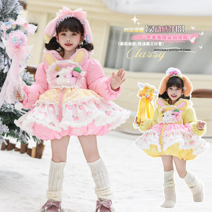 DHWA女童洛丽塔卡通羽绒服2025冬季小女孩加厚保暖可爱公主风外套