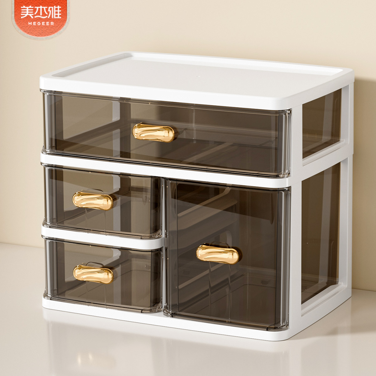 抽屉式桌面收纳盒工位大容量书桌文件收纳盒整理神器化妆品收纳盒