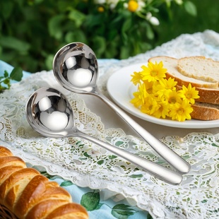 大号不锈钢西餐勺食品级圆头主餐勺子家用饭勺高颜值加厚长柄调羹