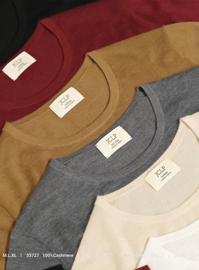 简约休闲 18针单边舒适羊绒J家轻薄显瘦套头针织长袖上衣33727