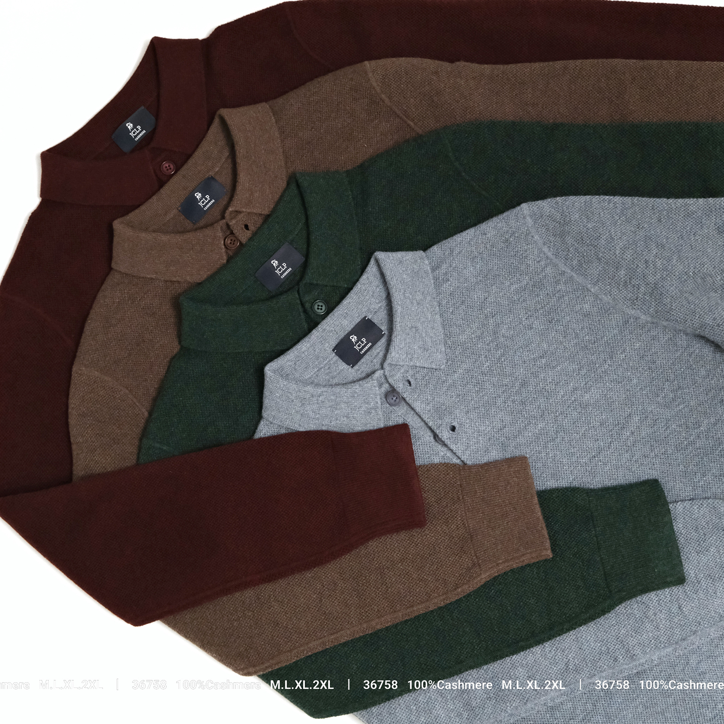 绅士简约 J家44支14针山羊绒翻领套头男士Polo针织上衣36758