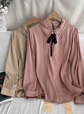 桑蚕丝 重磅真丝双乔夏装蝴蝶结可拆卸打褶套头衬衫100A2/23274