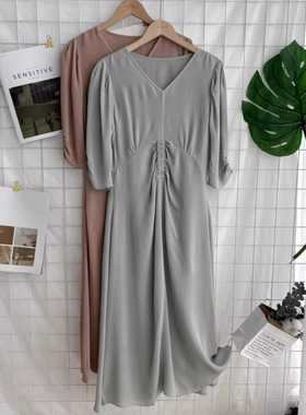 清仓特惠 里衬桑蚕丝双绉+外层100真丝鬼绉 连衣裙10A3/63214