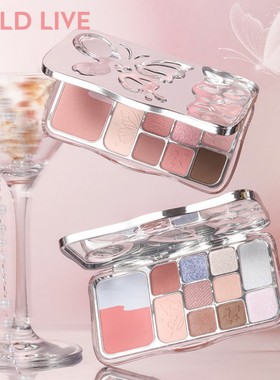 HOLD LIVE雾境蝶影12色综合粉盘蝴蝶眼影粉蓝撞色珠光闪粉腮红盘
