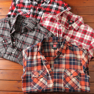 格子长袖 磨毛复古时尚 衬衫 秋季 全棉磨毛绒质地 新品 老美订单男士