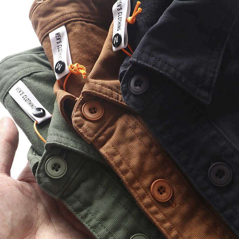 日系复古！真心好看。2022秋季男士工装时尚百搭休闲长袖衬衫外套,男装,衬衫,淘宝优惠券,粉丝福利购,淘宝优惠卷