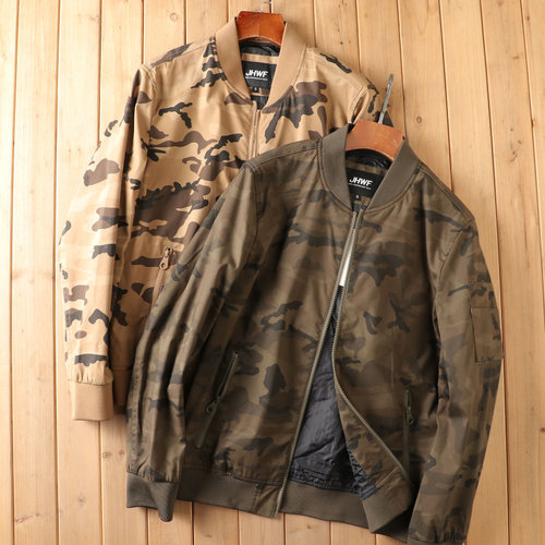 男士梭织全棉防风棒球领夹克外套