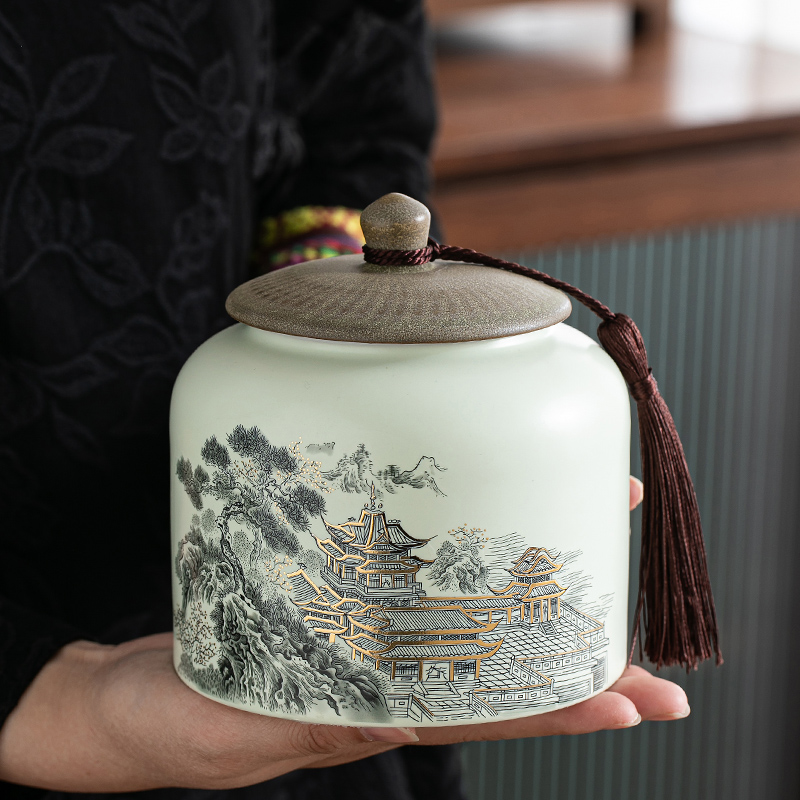2025新款精品高档陶瓷茶叶罐茶罐储存罐密封罐储茶罐中式国风大号