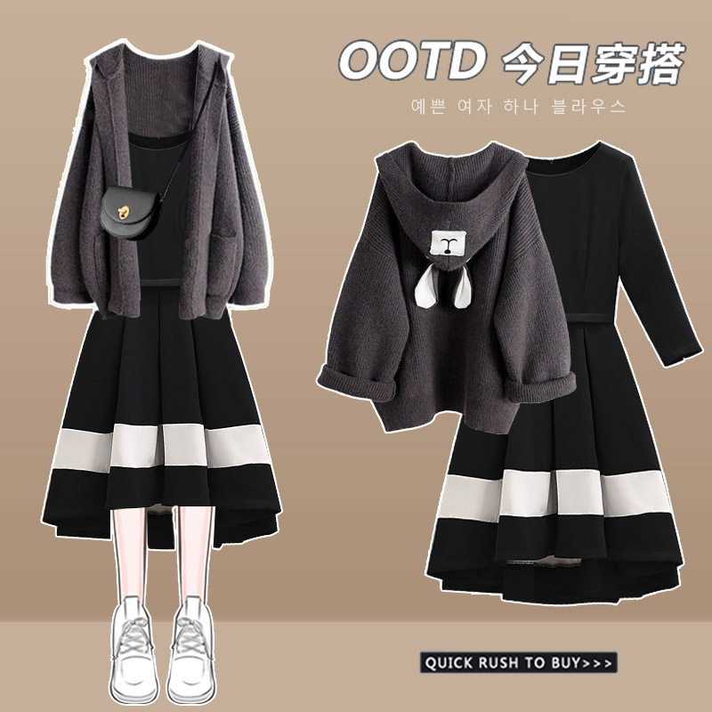 今年流行奶系穿搭炸街韩剧冬季套装高级感女初冬装搭配一整套法式