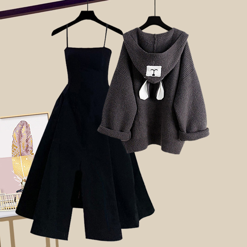 学院风奶乖秋季女套装女装2022新款小个子秋装搭配茶系穿搭一整套