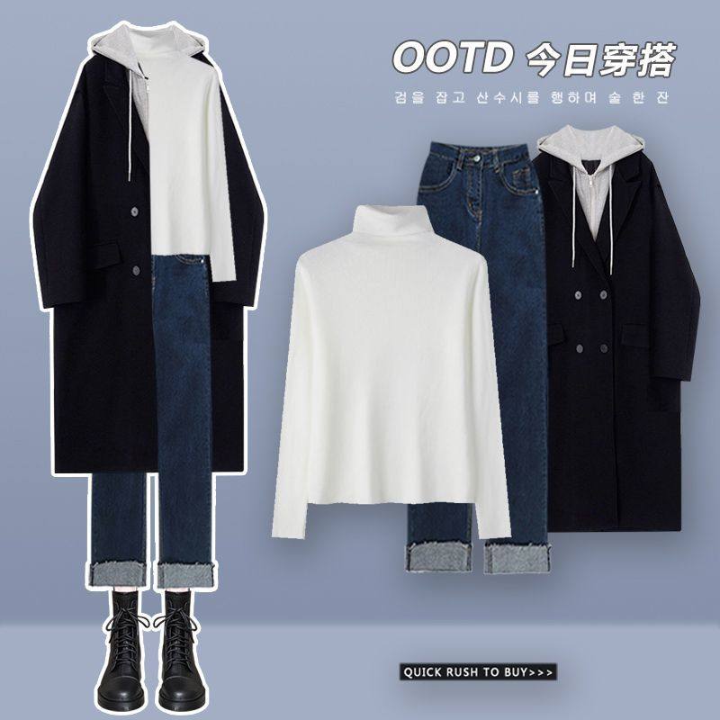 冬季职业套装女2022新款韩剧两件套高级感冬装搭配奶系穿搭一整套