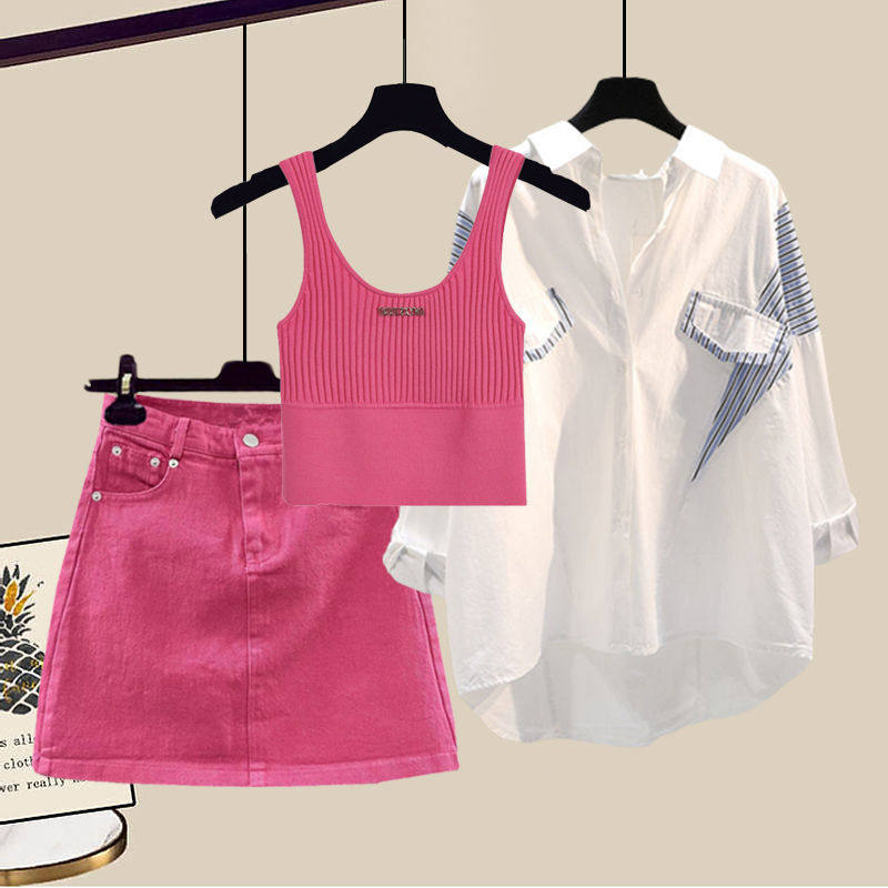 大码女装2022年新款夏装防晒衬衫吊带穿搭显瘦休闲裙裤显瘦三件套|ruв категории Женская одежда, женской одежды - от Buy2taobao.com для оказания профессиональной услуги покупки агента Taobao