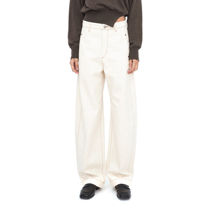 OUT 廓形深蓝原色 LAUGH 简约宽松直筒牛仔裤 LOUD 原棉胚色