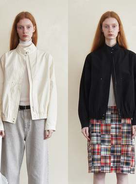 LAUGH OUT LOUD 小立领铆钉元素棉质宽松休闲短外套小夹克