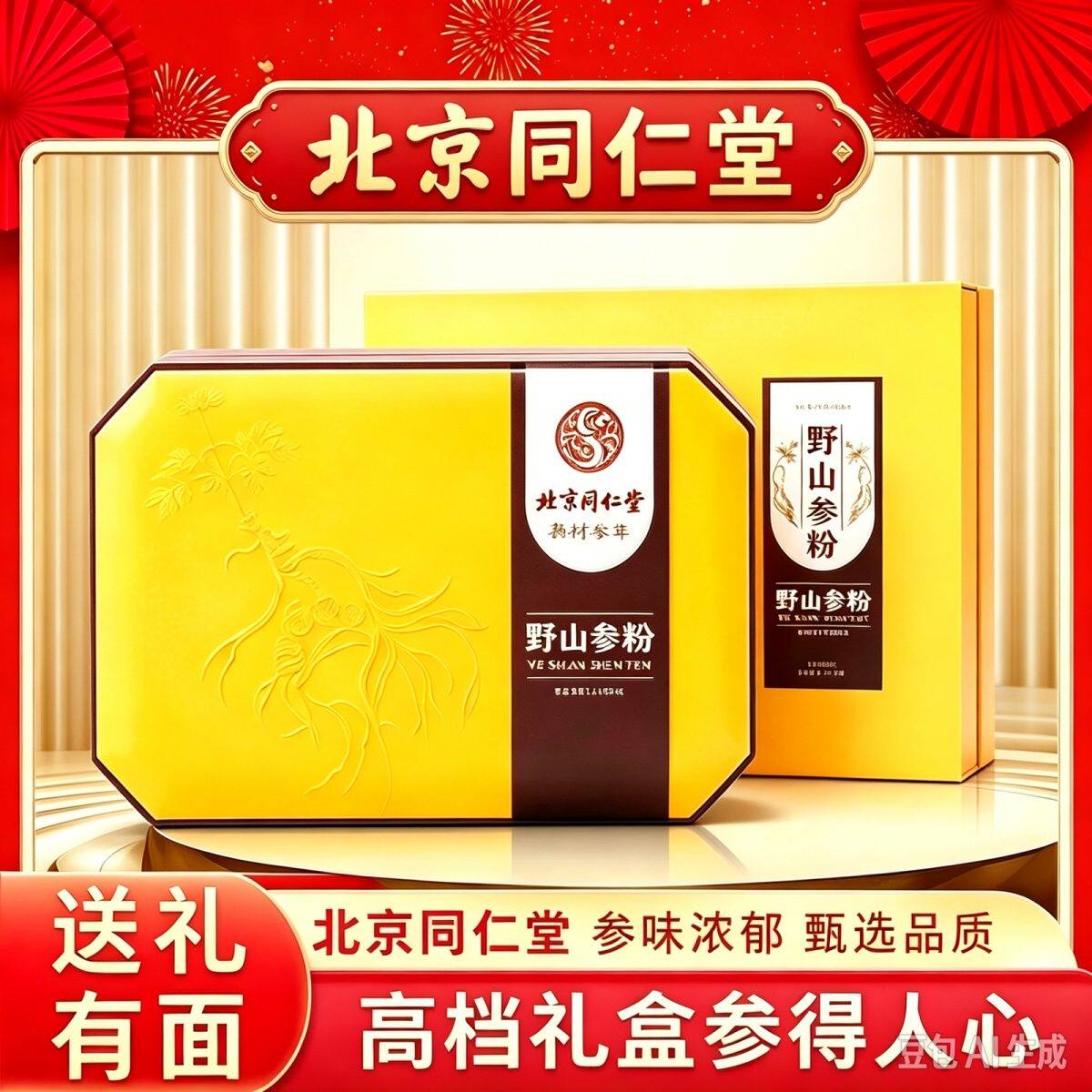 北京同仁堂野山参粉送长辈父母领导高档礼盒滋补品1g*30瓶