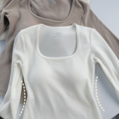 保暖内衣女加厚薄绒大领秋冬 长袖 德绒带胸垫 发热磨毛曲线修身