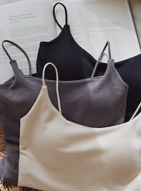 【封神吊带】高级感软糯磨毛！遮副乳！带胸垫打底内搭显瘦背心女