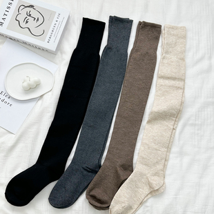 米图羊毛加绒长筒袜女加厚款 大腿袜防下滑 保暖过膝高筒袜子秋冬季